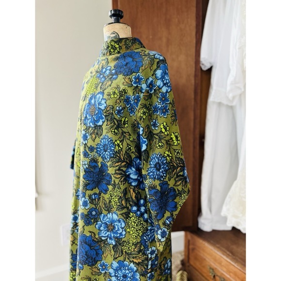 Vintage Mod MCM 1960 60s Blue Green floral Custom Shift Dress STUNNING!! Sz 6-8 - Picture 7 of 16